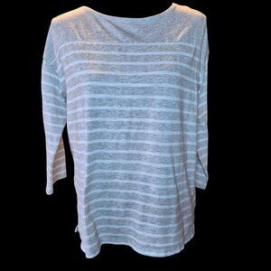 Old Navy Soft Gray and White Stripe Top